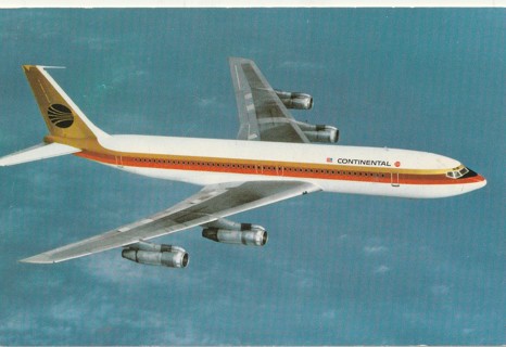 Vintage Unused Postcard: e: Continental Airlines