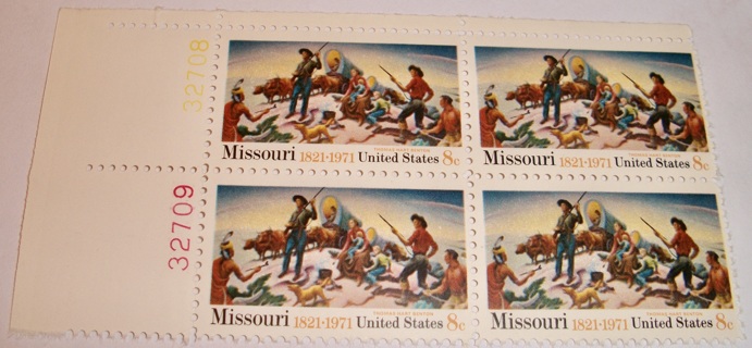 Scott #1426 Missouri 1821-1971, Pane of 4 Useable 8¢ US Postage Stamps