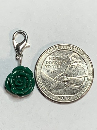 ROSE DANGLE FLOWER CHARM~#25~GREEN~1 CHARM ONLY~COMES WITH LOBSTER CLASP ATTACHED~FREE SHIPPING! 