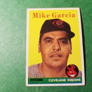 1958 - TOPPS   NRMT+ BASEBALL  CARD NO. 196 - MIKE GARCIA - INDIANS