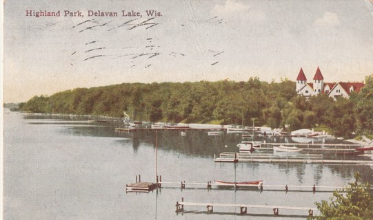 Vintage Used Postcard: (f): 1912 Highland Park, Delavan Lake, WI