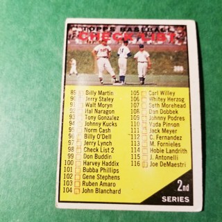 1961 - TOPPS BASEBALL CARD NO. 98 - 2ND SERIES CHECK LIST