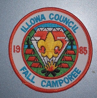 1985 Fall Camporee, Illowa Council boy scout, scouts bsa, activity event patch 