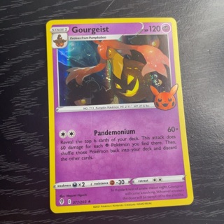 STAGE I Gourgeist Evolves from Pumpkaboo Pokemon holo