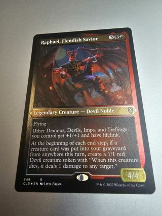 Magic the gathering mtg Raphael Fiendish Savior rare Etched foil card Baldurs gate