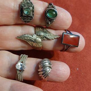 6 vintage sterling silver rings