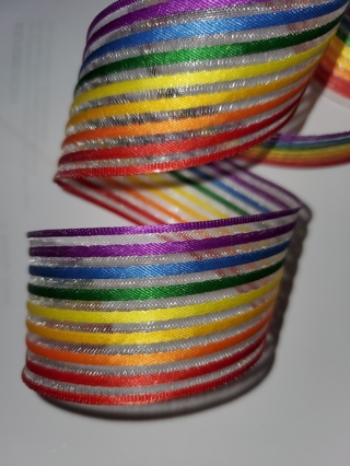 Rainbow wired sheer ribbon
