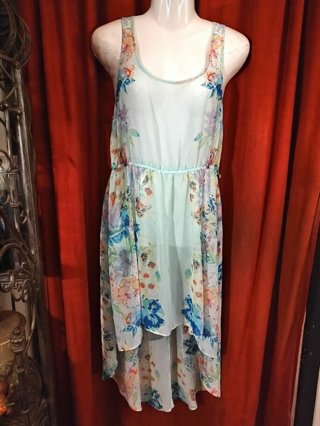 Candie's Sheer Blue Floral Print Dress / Ladies Size Large