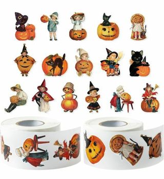 ➡️NEW⭕(16) XXL VINTAGE STYLE HALLOWEEN STICKERS!! HIGH QUALITY⭕CAT