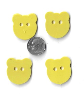 Yellow Teddy Bear Head Buttons - 4