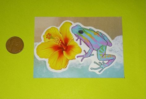 Tropical Flower&Frog Magnet