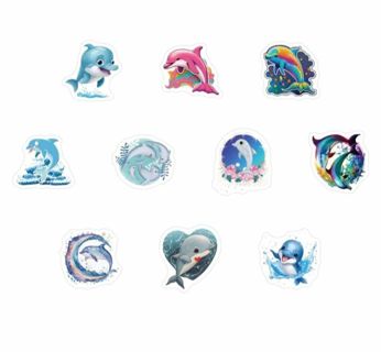 ⭕(10) 1" DOLPHIN STICKERS!!⭕