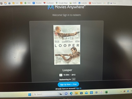 Looper, Digital HD Movie Code