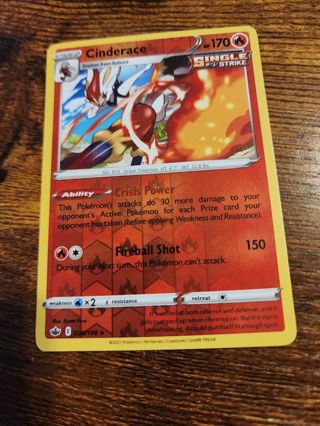 Pokemon Cinderace reverse holo rare 028/198