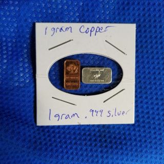 One gram .999 Silver + one gram Copper Bullion bars