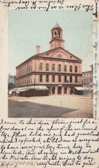 Vintage Used Postcard: 1902 Faneuil Hall, Boston, MA
