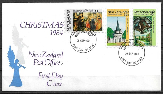 1984 New Zealand Sc808-10 complete Christmas set FDC