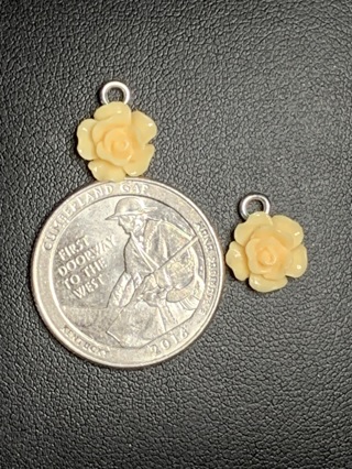 ROSE CHARMS~#27~CREAM~SET OF 2~FREE SHIPPING!