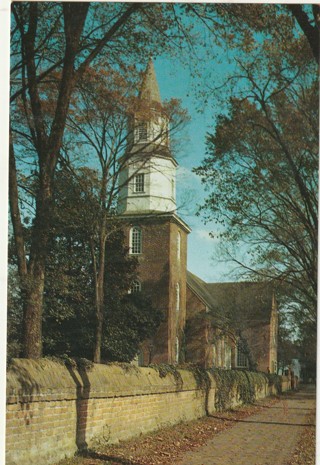 Vintage Unused Postcard: a: Bruton Parish Church, Williamsburg, VA