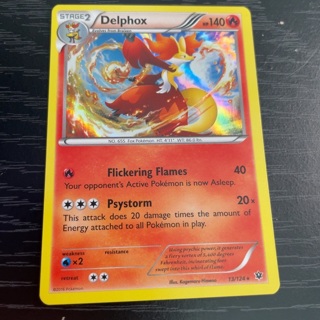 Delphox Evolves from Braixen Pokemon holo