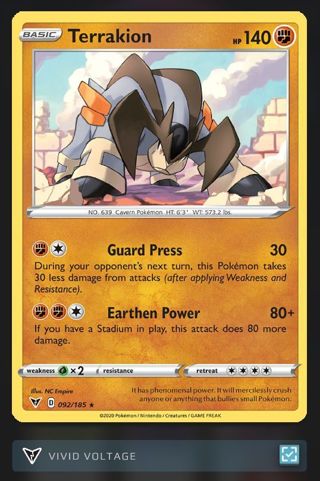 2020 Pokémon "Terrakion" #092/185 Card