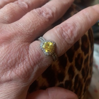 Sterling Silver Canary yellow and white CZ ring 