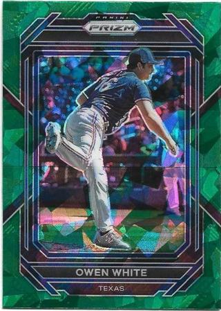 2023 PRIZM OWEN WHITE GREEN CRACKED ICE PRIZM REFRACTOR ROOKIE CARD