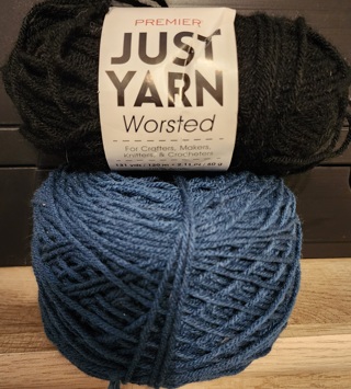 Blue & Black Yarn - total weight is 5.5 ozs