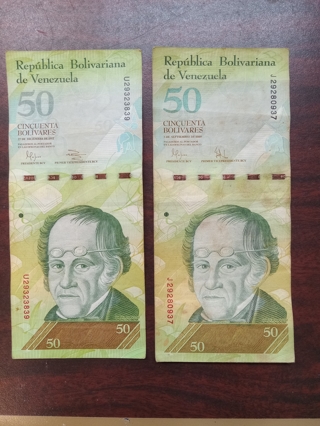 100 Venezuela  Bolivares 2x 50 notes !!!