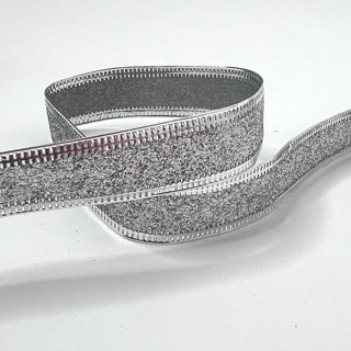 Silver Glittery Wire Edge Ribbon 