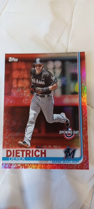 2019 Topps Opening Day Derek Dietrich Pink Foil