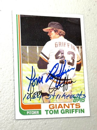 Autographed 1982 Topps Baseball #777 Tom Griffin San Francisco Giants