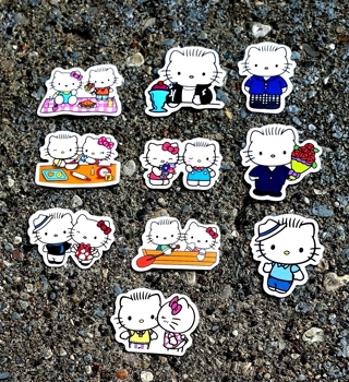 HELLO KITTY AND DANIEL WATERPROOF GLOSSY STICKERS STYLE 1 FOR LAPTOP SCRAPBOOK WATER BOTTLE & MORE 