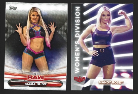 WWE RAW 2 different Cards - 2019 Topps Alexa Bliss & 2021 Topps Mandy Rose