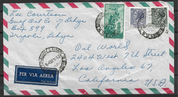 Interesting 1959 Gulf Oil cover mailed from Italy