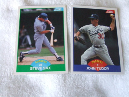 1989 Los Angeles Dodgers Score Team Card Lot of 2