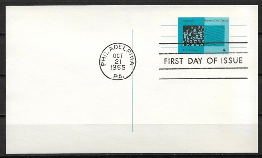 1965 ScUX53 Bureau of Census preprinted postcard FDC
