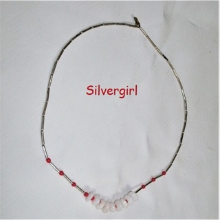  Vintage Sivertone Navy - Red Beaded Necklace Choose!