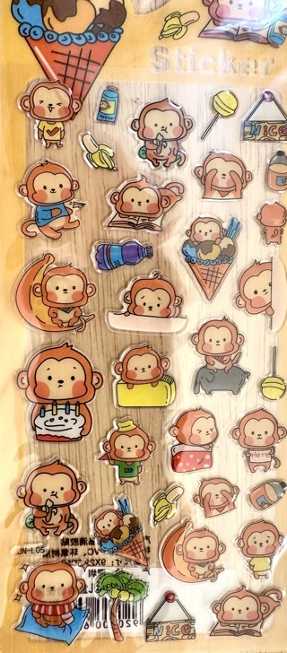 "•☆.•*´¨`*••ADORABLE BUBBLE MONKEY STICKER SHEET!!!"•☆.•*´¨`*••