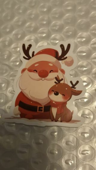 Cute Santa Reindeer Christmas Sticker