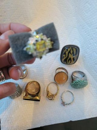 SUPER LOT OF 11 CHUNKY STATEMENT COCKTAIL RINGS- BID TO WIN