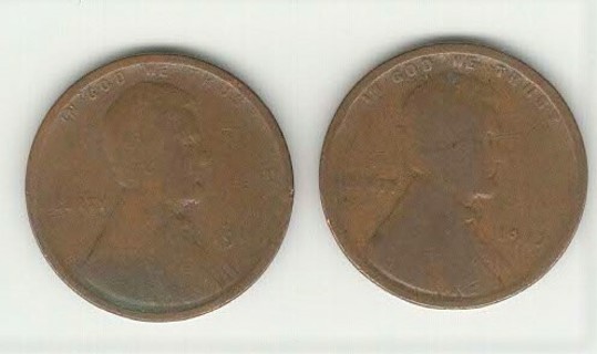 1917 And 1909 .1cent USA Wheat Coins