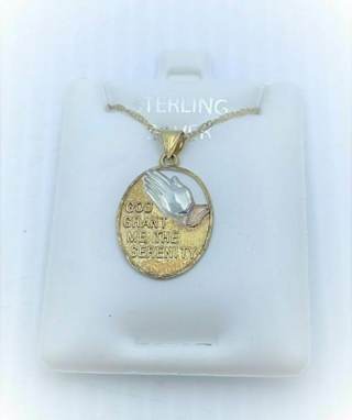 Michael Anthony Gold Tri Gold Over Sterling 'God Grant Me the Serenity' Necklace