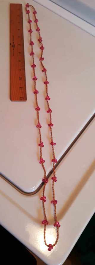 Long Necklace with Hot Pink Beads