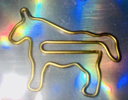 5 Horse Paper Clips Gold