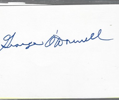 George O'Donnell Autograph, Signed 3x5 Index Card, Pirates 1954, deceased 2012