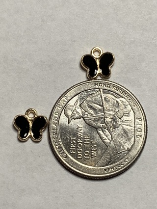 BUTTERFLY CHARMS~#46~BLACK~SET OF 2~FREE SHIPPING!