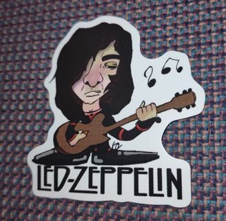 Led Zeppelin band sticker Jimmy Page playing guitar for hard hat water bottle laptop