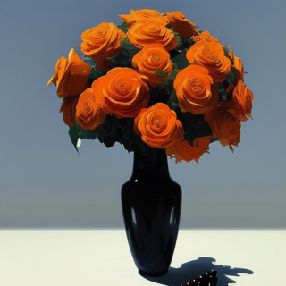 Listia Digital Collectible: Orange Roses In Black Vase