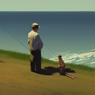 Listia Digital Collectible: Granson fishing with Grandpa at the lake